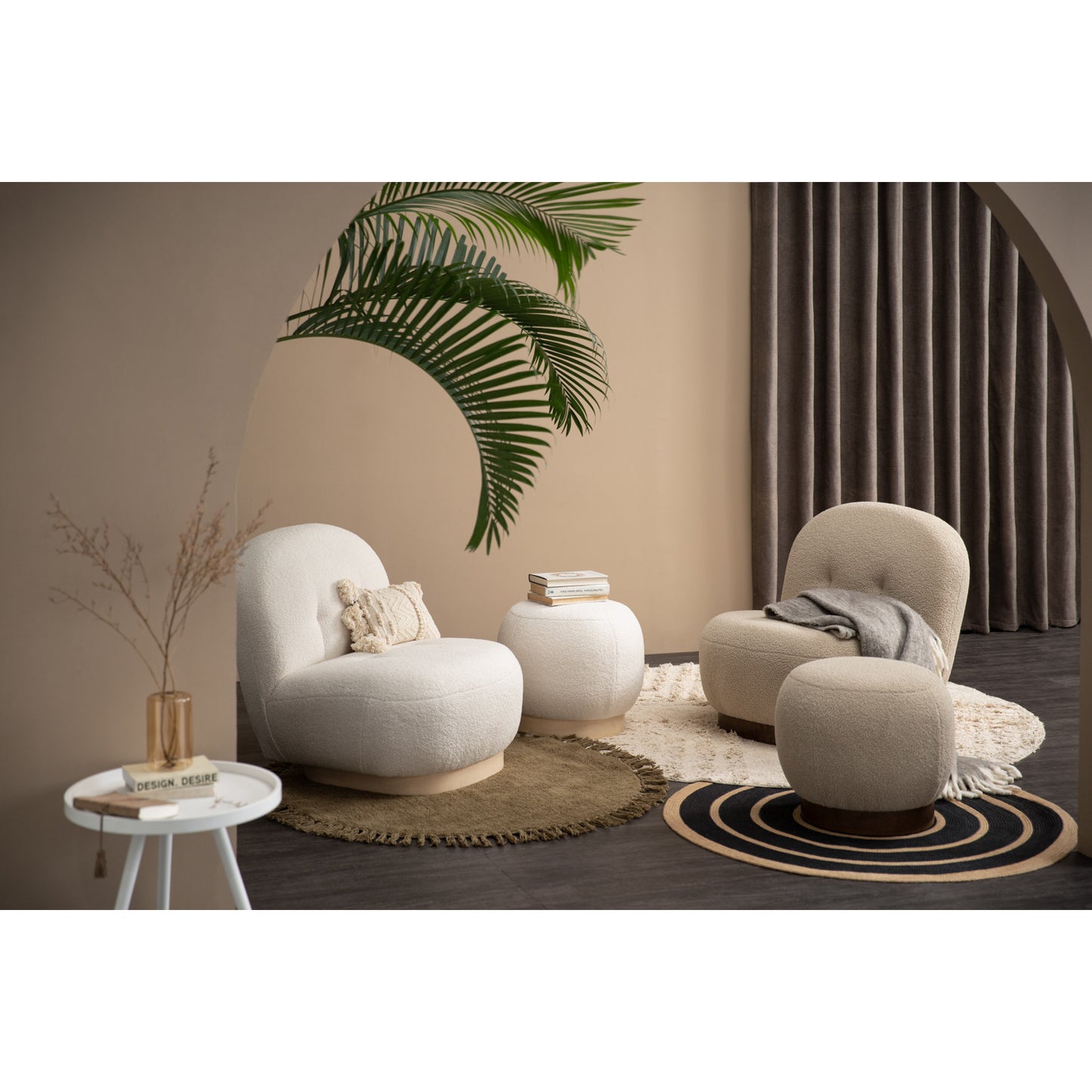 Camila Pouf Stool (Beige)