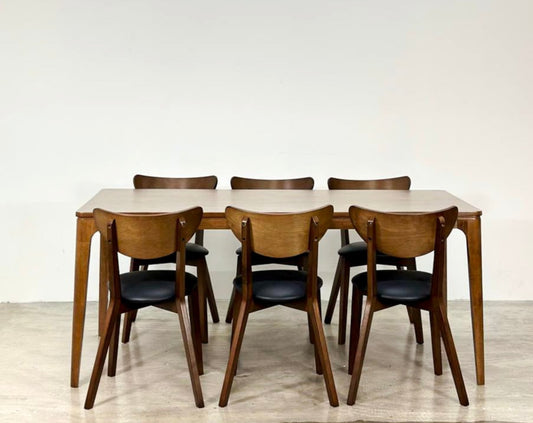 Arjuna 1.8m Dining Table with Hazel Chairs in Medium Brown