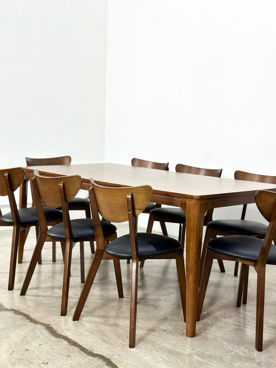 Walnut 1.8m Dining Table with Hazel Chairs in Medium Brown