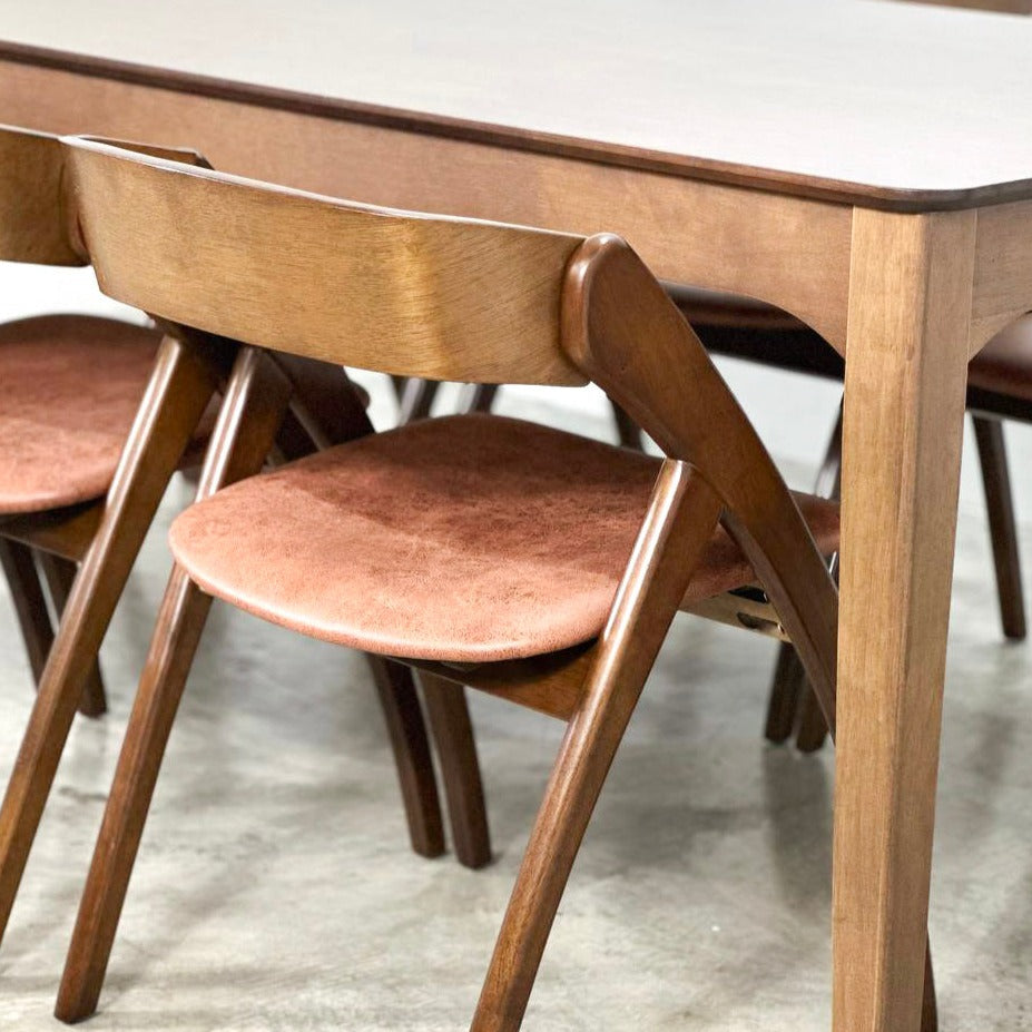 Hailey 1.97m Solid Wood Dining Table with Attelia Chair