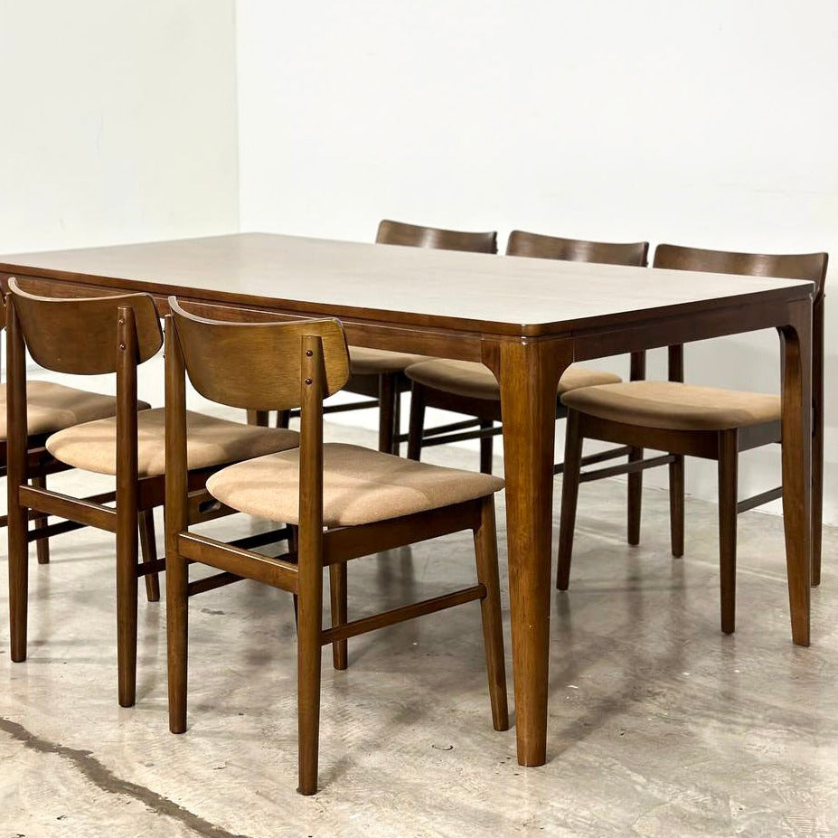 Arjuna 1.8m Dining Table with Mocha Chairs