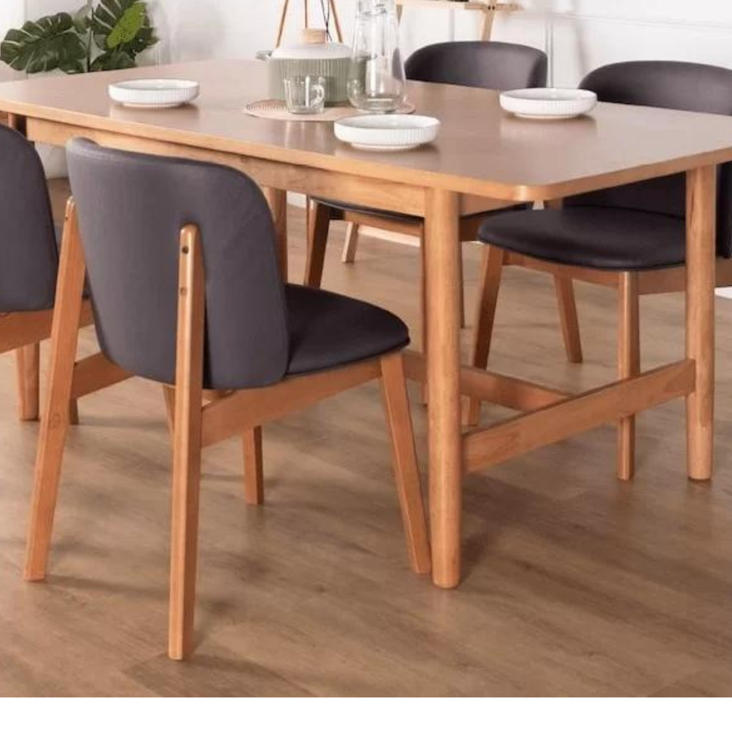 Eleanor 1.8m Dining Table with 2 Eleanor Chairs + Eleanor Rattan Bench