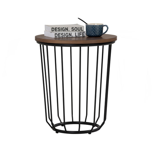 Felix Round Side Table in Medium Brown