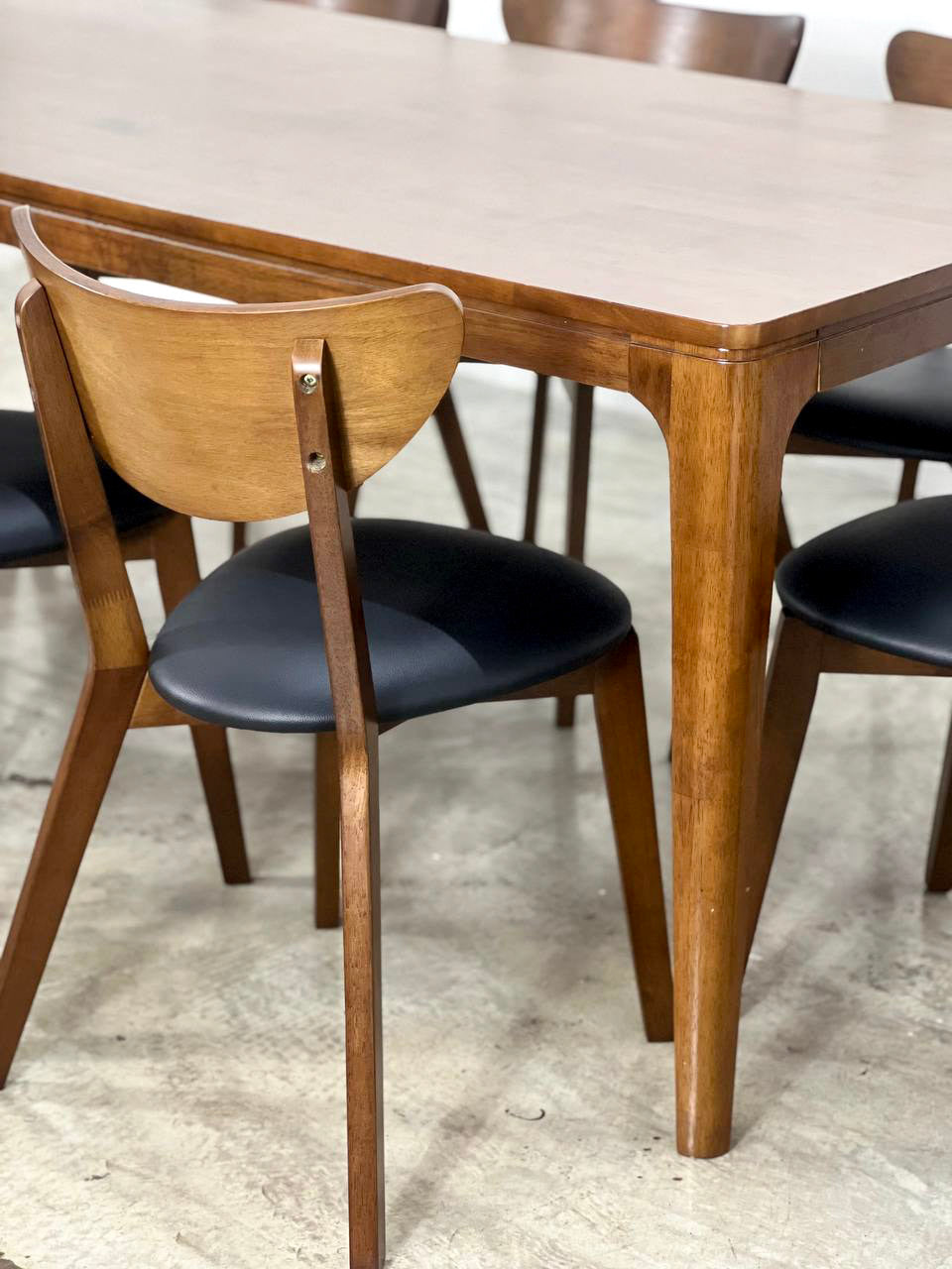 Walnut 1.8m Dining Table with Hazel Chairs in Medium Brown
