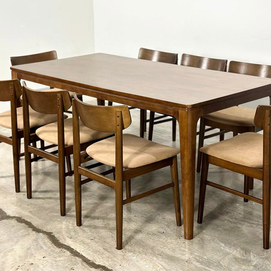 Arjuna 1.8m Dining Table with Mocha Chairs