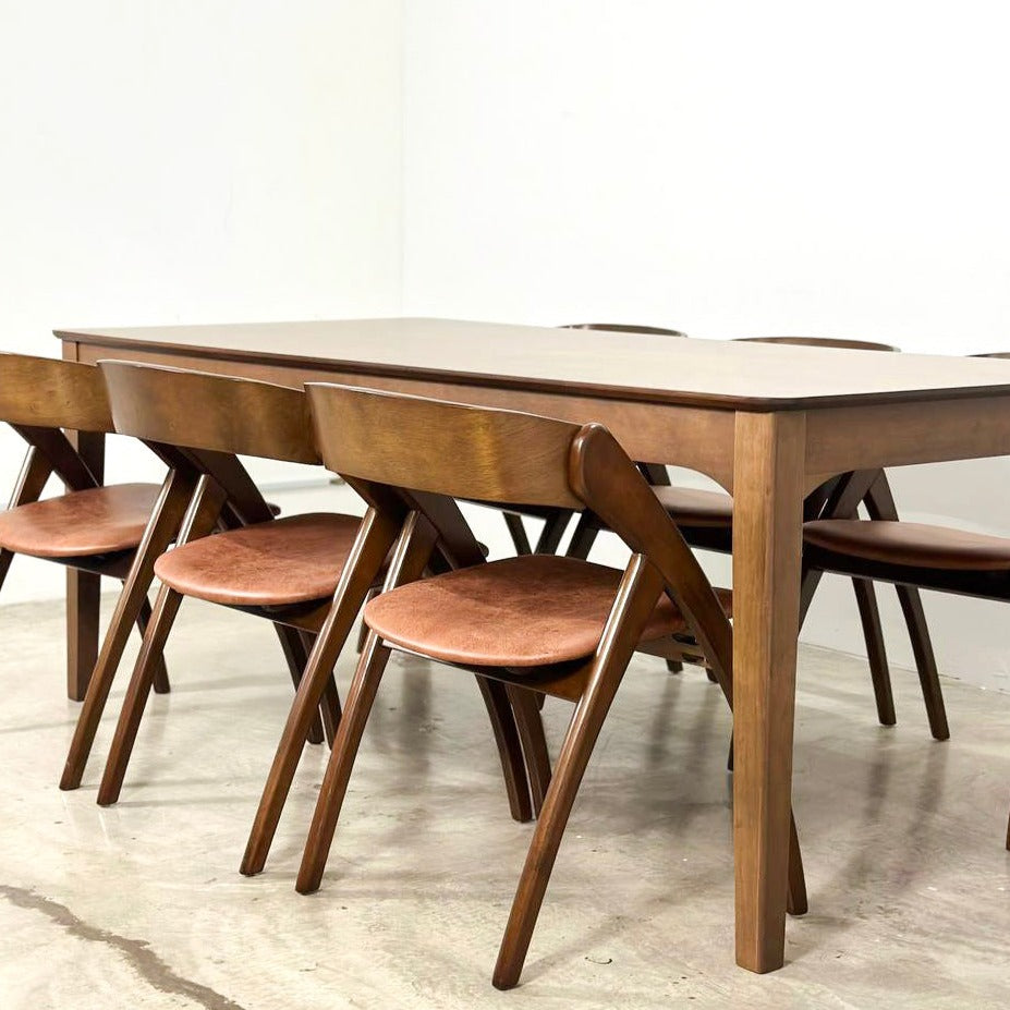 Hailey 1.97m Solid Wood Dining Table with Attelia Chair