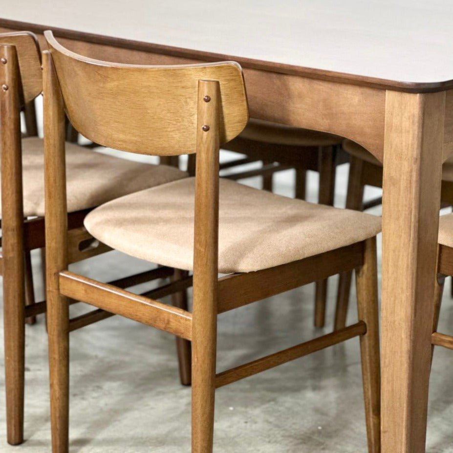 Hailey 1.97m Solid Wood Dining Table with Mocha Chair