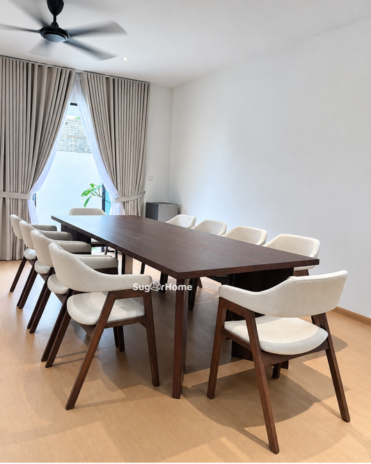 Andika Nyatoh 3.0m Flatton Leg Dining Table with Belle Chairs