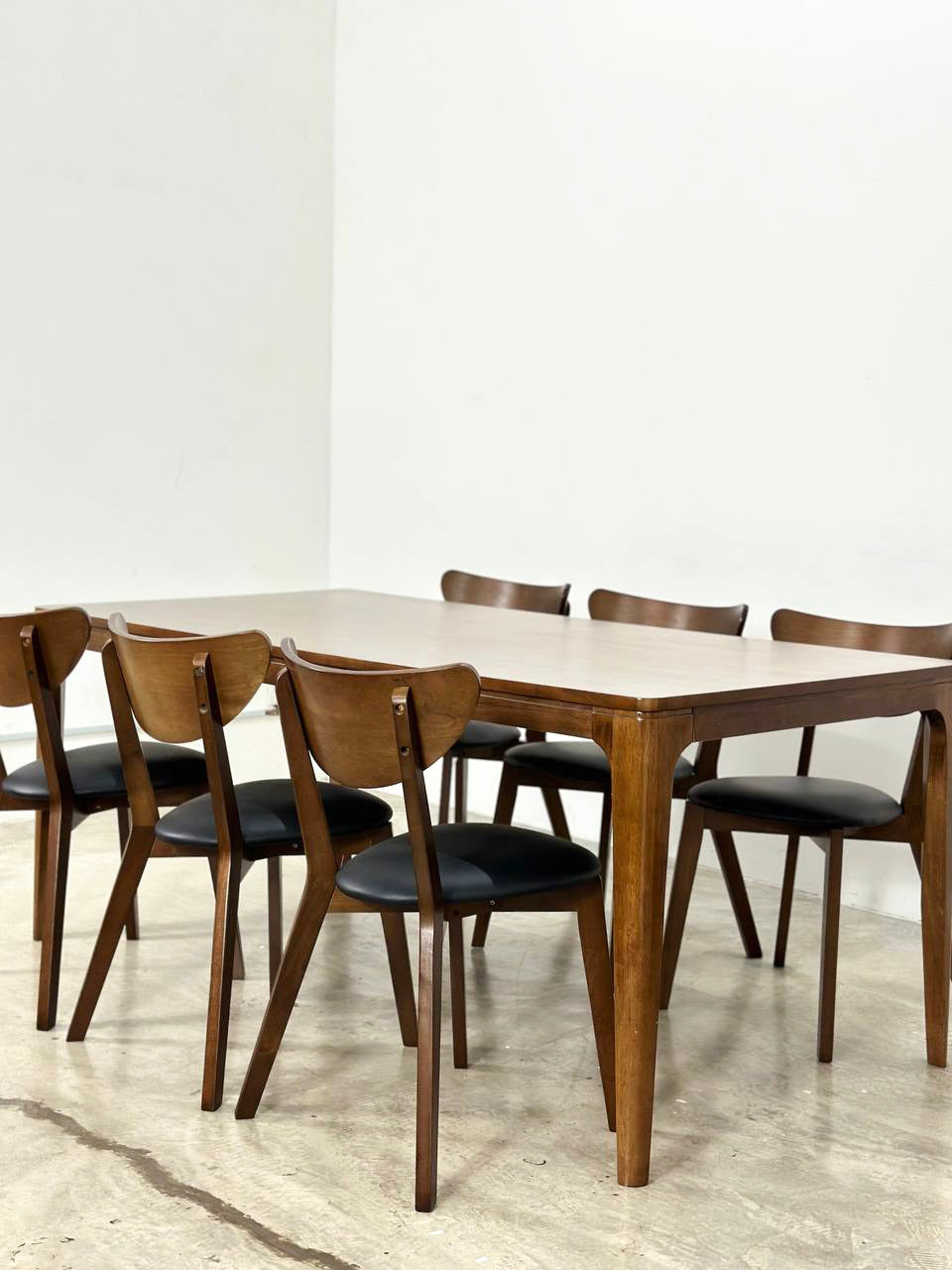 Walnut 1.8m Dining Table with Hazel Chairs in Medium Brown