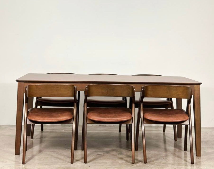 Hailey 1.97m Solid Wood Dining Table with Attelia Chair