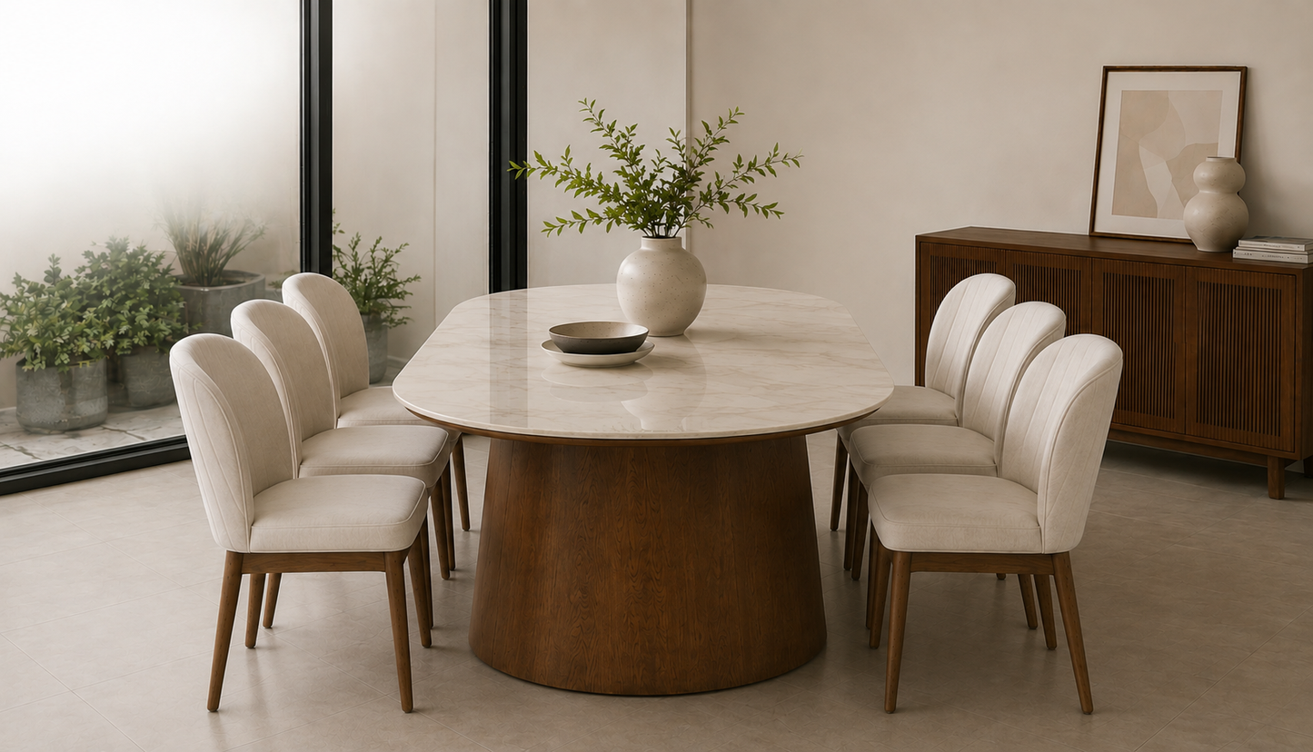 Tiara 1.8m Sintered Stone Dining Table with Elara Chairs