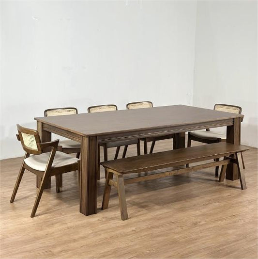 Kingsley 2.1m Dining Table with Ryan Chair & Wooden Bench