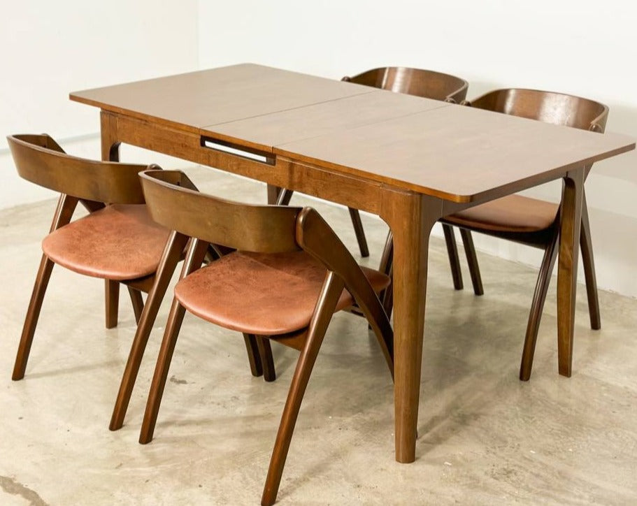 Pecan Extension 1.3m - 1.6m Dining Table with Attelia Chair