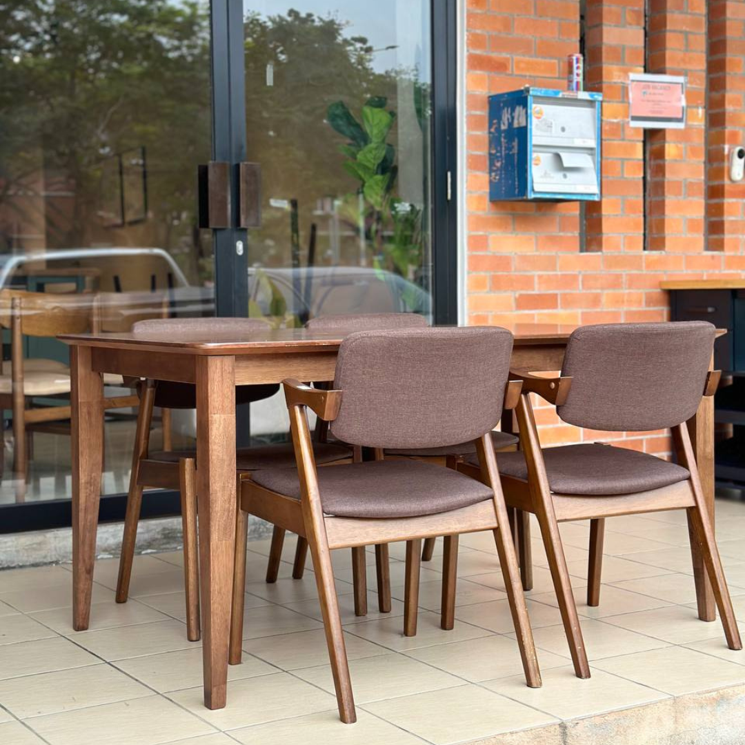 Osaka 1.5m Dining Table with Zack Chairs in Medium Brown