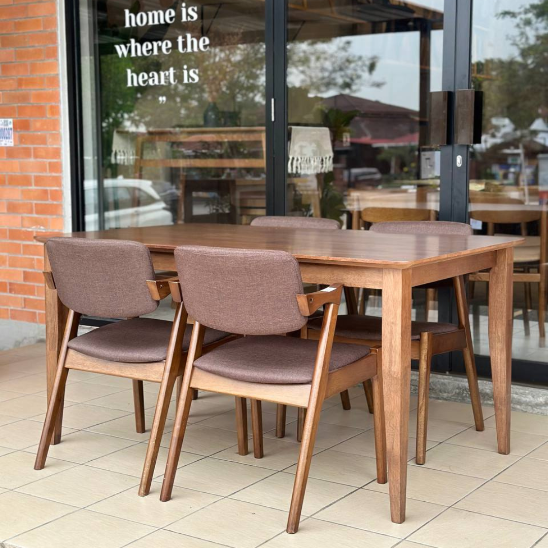 Osaka 1.5m Dining Table with Zack Chairs in Medium Brown