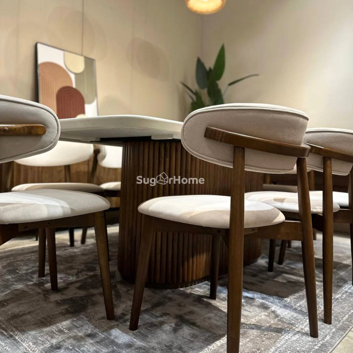 Amber 2.1m Marble Dining Table with Nera Chairs