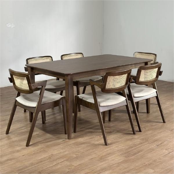 Osaka 1.5m Dining Table with Ryan Chairs in Medium Brown
