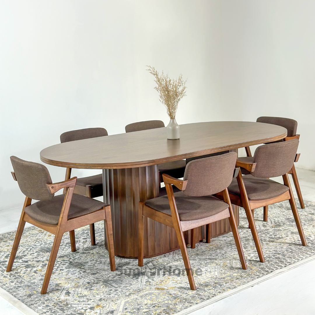 Edward 2.1m Solid Wood Dining Table with Zack Chairs