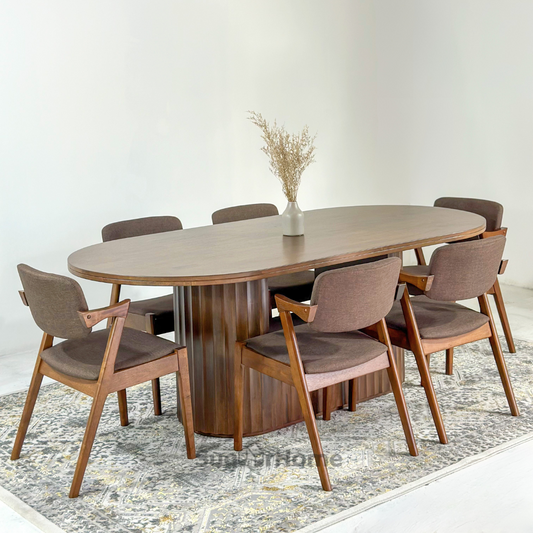 Edward 2.1m Solid Wood Dining Table with Zack Chairs