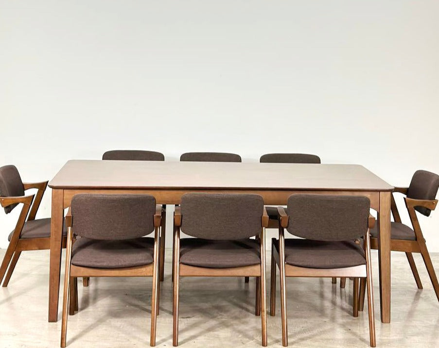 Hailey 1.97m Solid Wood Dining Table with Zack Chair