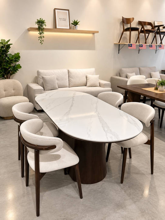 Tiara 1.8m Sintered Stone Dining Table with Zera Chairs