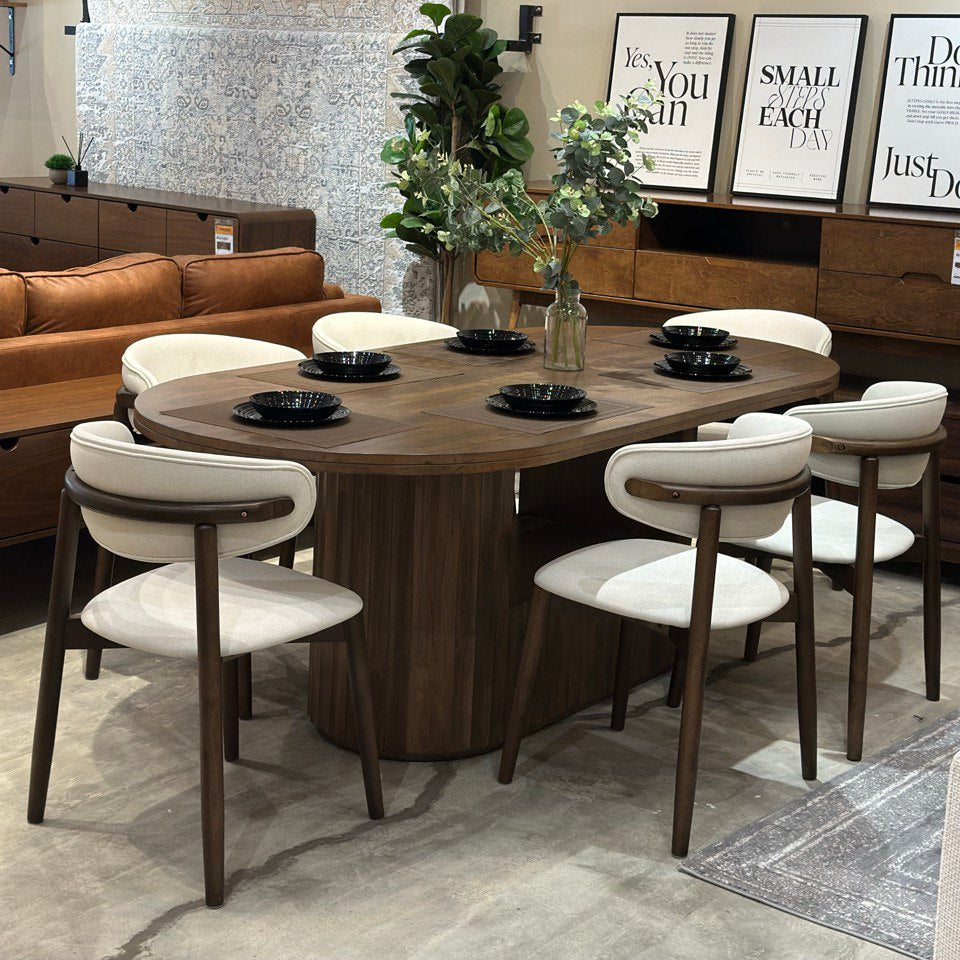 Edward 2.1m Solid Wood Dining Table with Zera Chairs