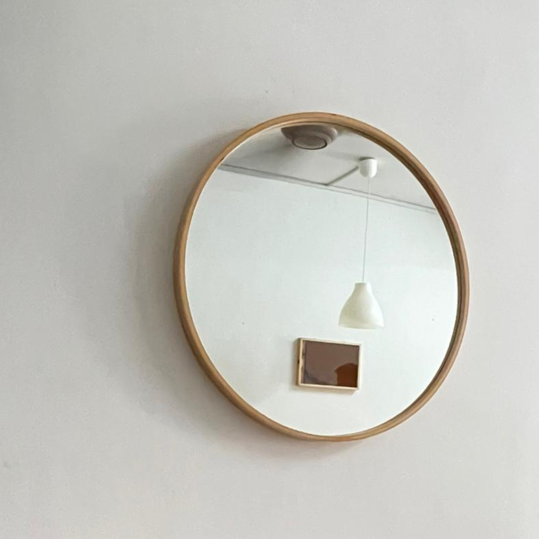 Myra Solid Wood Round Mirror (60cm)