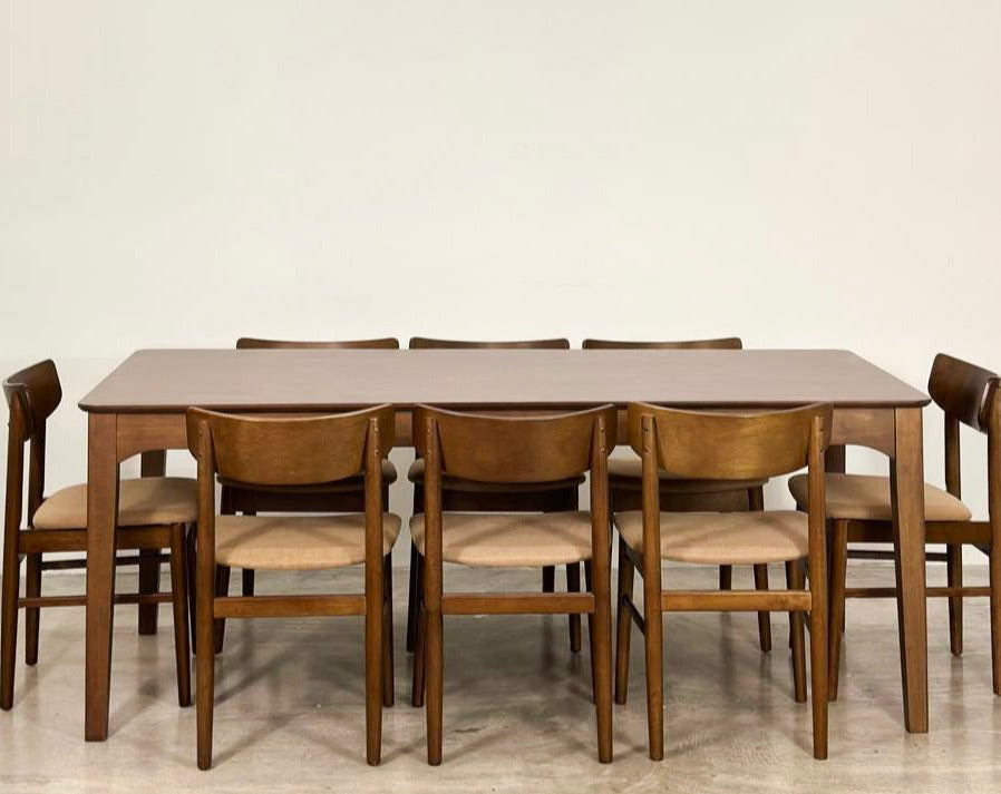 Hailey 1.97m Solid Wood Dining Table with Mocha Chair