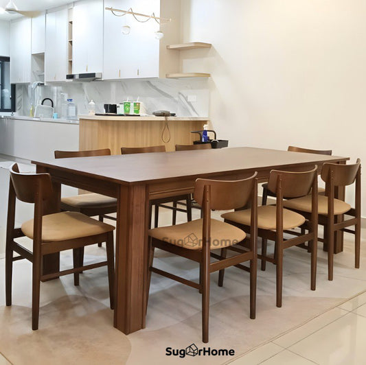 Kingsley 2.1m Dining Table with Mocha Chairs