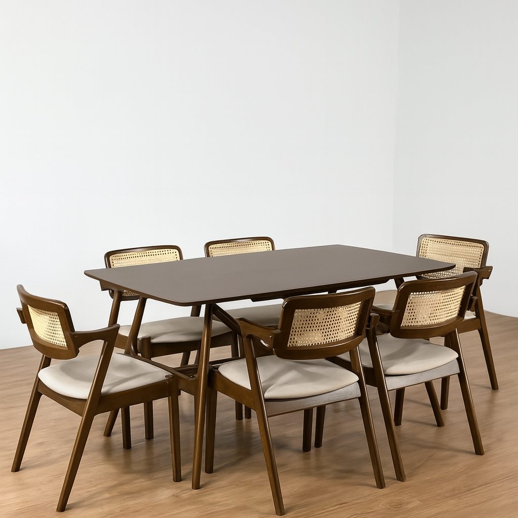 Alina 1.5m Dining Table with Ryan Chairs in Medium Brown