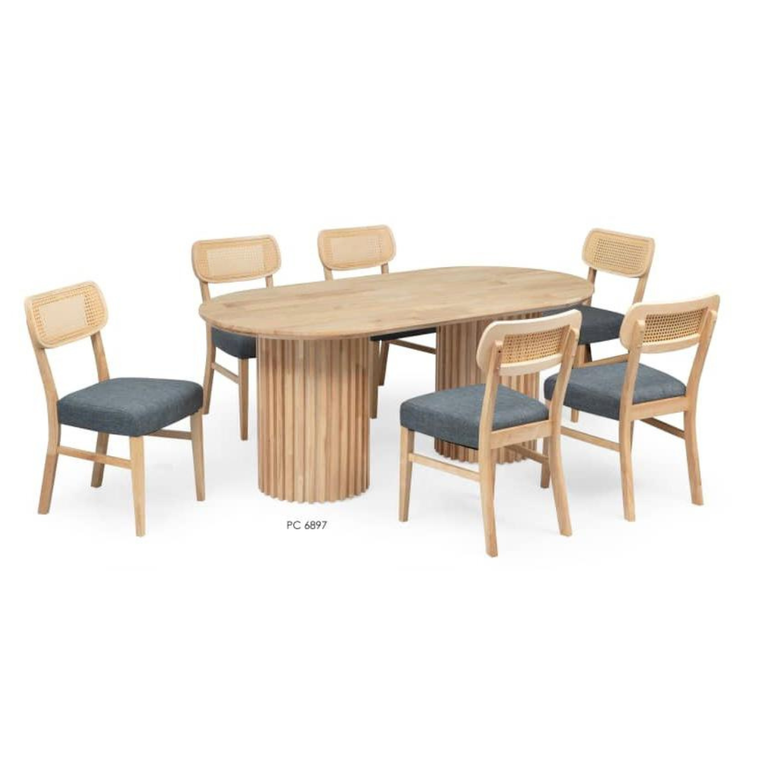 Aurora 1.8m Dining Table in Natural with Hailey Chairs