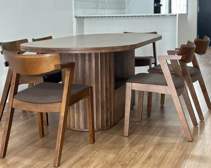 Edward 2.1m Solid Wood Dining Table with Zoey Chairs
