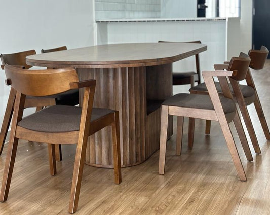 Edward 2.1m Solid Wood Dining Table with Zoey Chairs