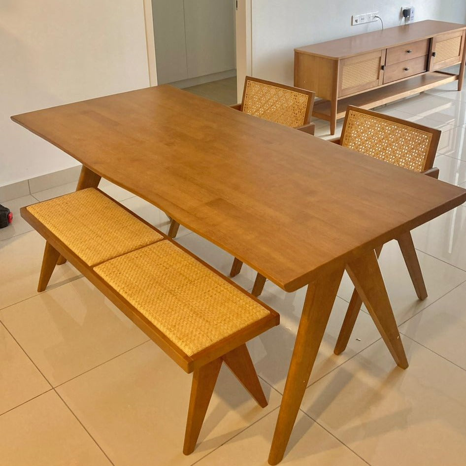 Eleanor 1.8m Dining Table with 2 Eleanor Chairs + 1.3m Eleanor Bench