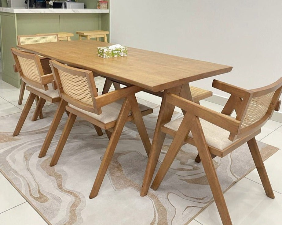 Eleanor 1.8m Dining Table with 4 Eleanor Chairs + 1.3m Eleanor Bench
