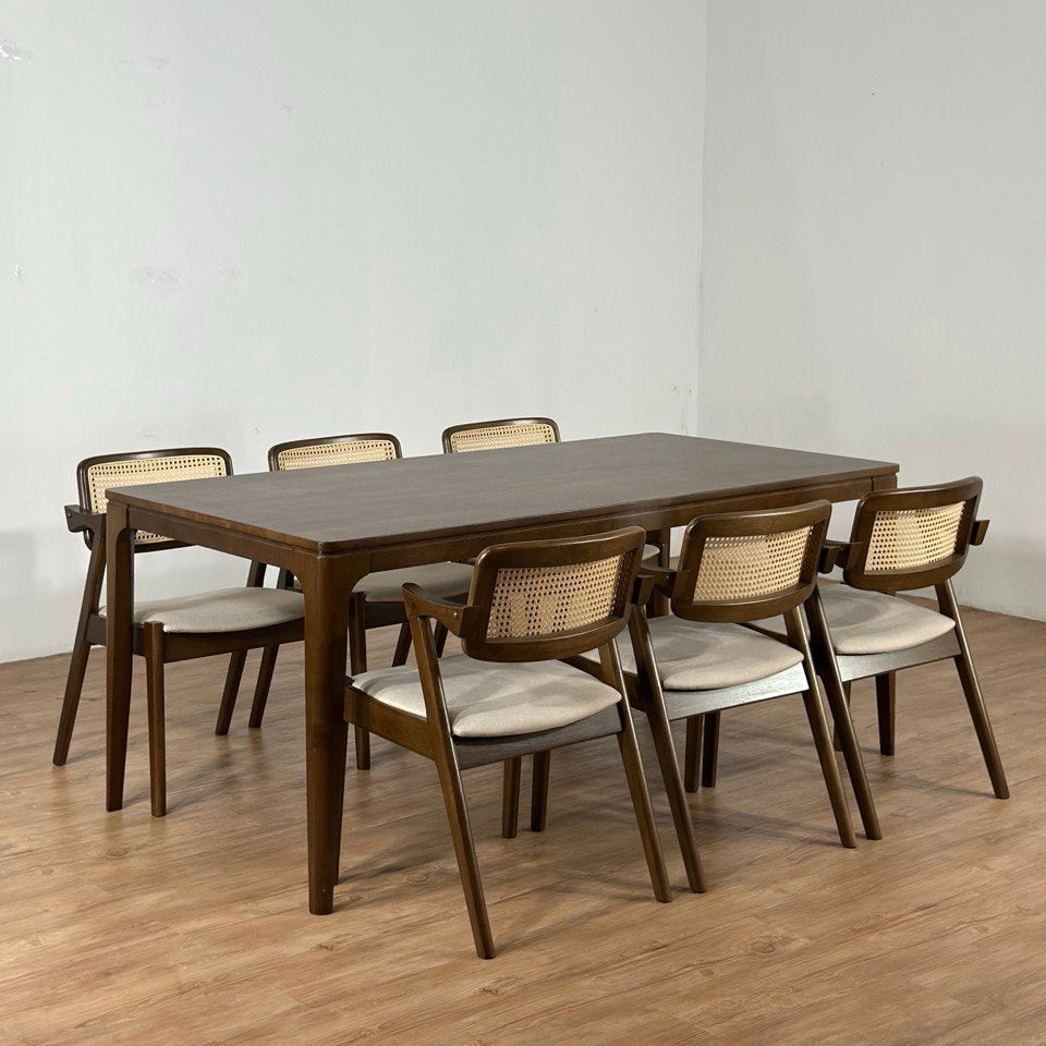 Walnut 1.8m Dining Table with Ryan Chairs