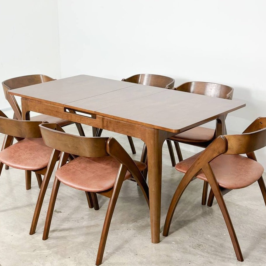 Pecan Extension 1.3m - 1.6m Dining Table with Attelia Chair