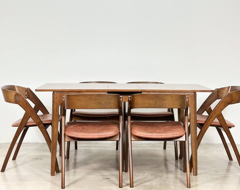 Pecan Extension 1.3m - 1.6m Dining Table with Attelia Chair