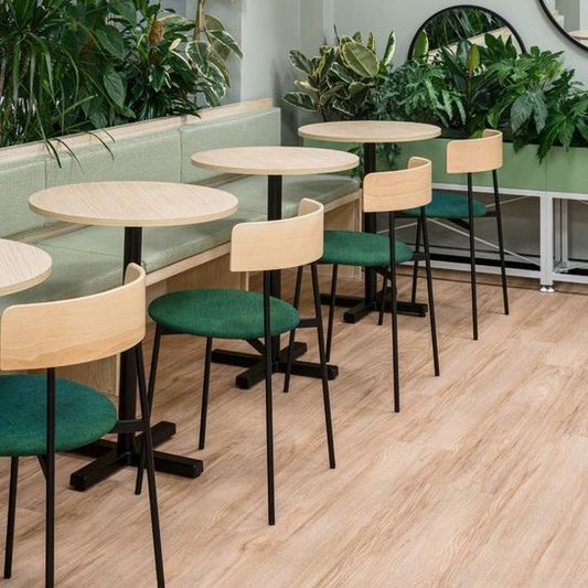 Round Solid Wood Cafe Table in Walnut Color (Rocket leg)