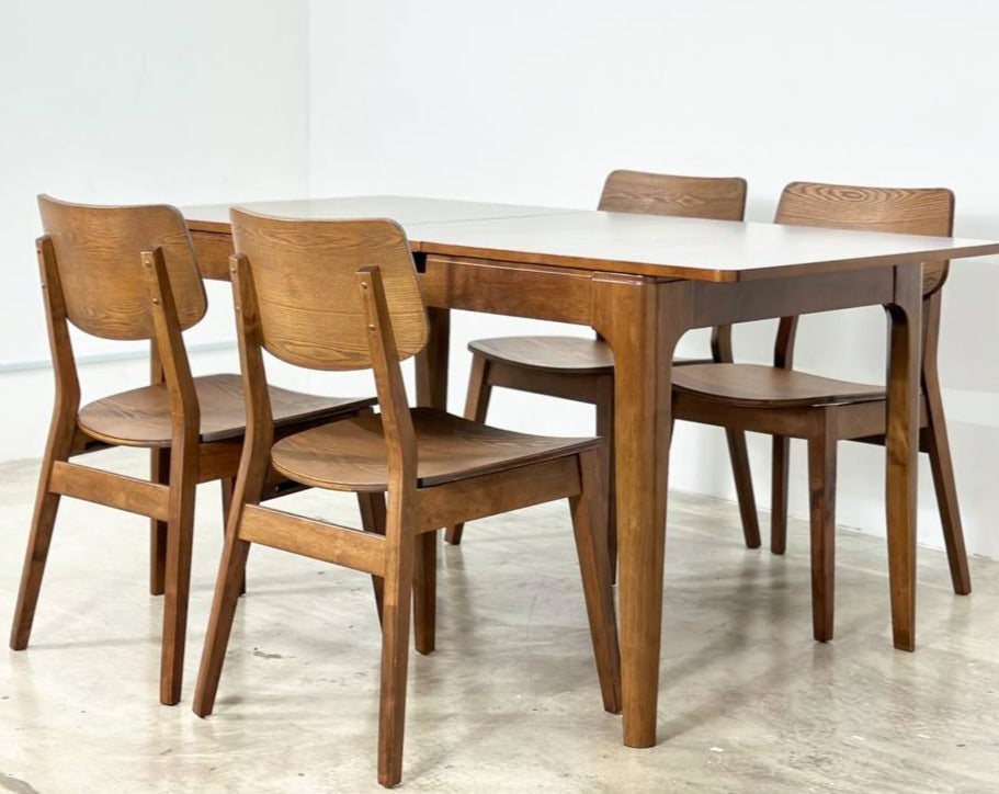 Pecan Extension 1.3m - 1.6m Dining Table with Henry Chairs