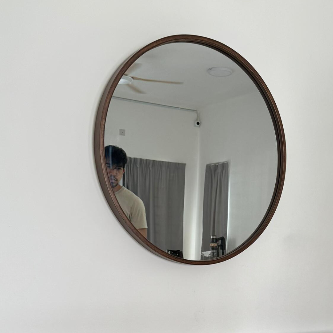 Myra Solid Wood Round Mirror (60cm)