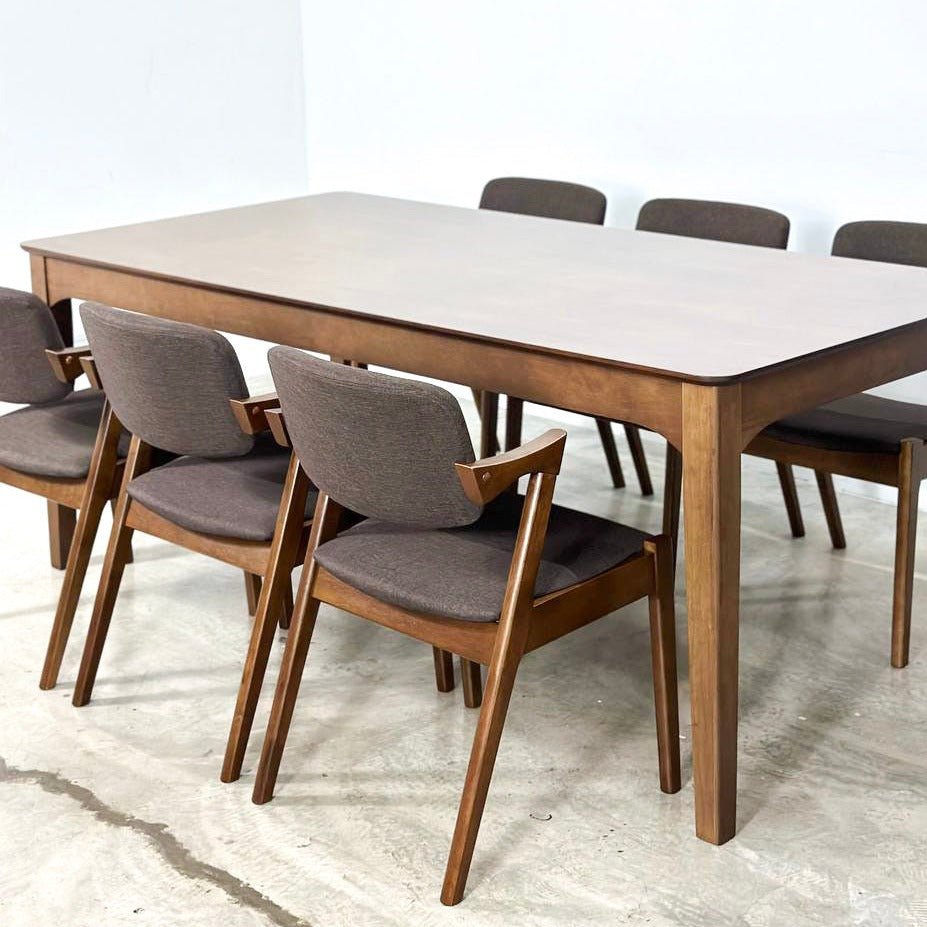 Hailey 1.97m Solid Wood Dining Table with Zack Chair