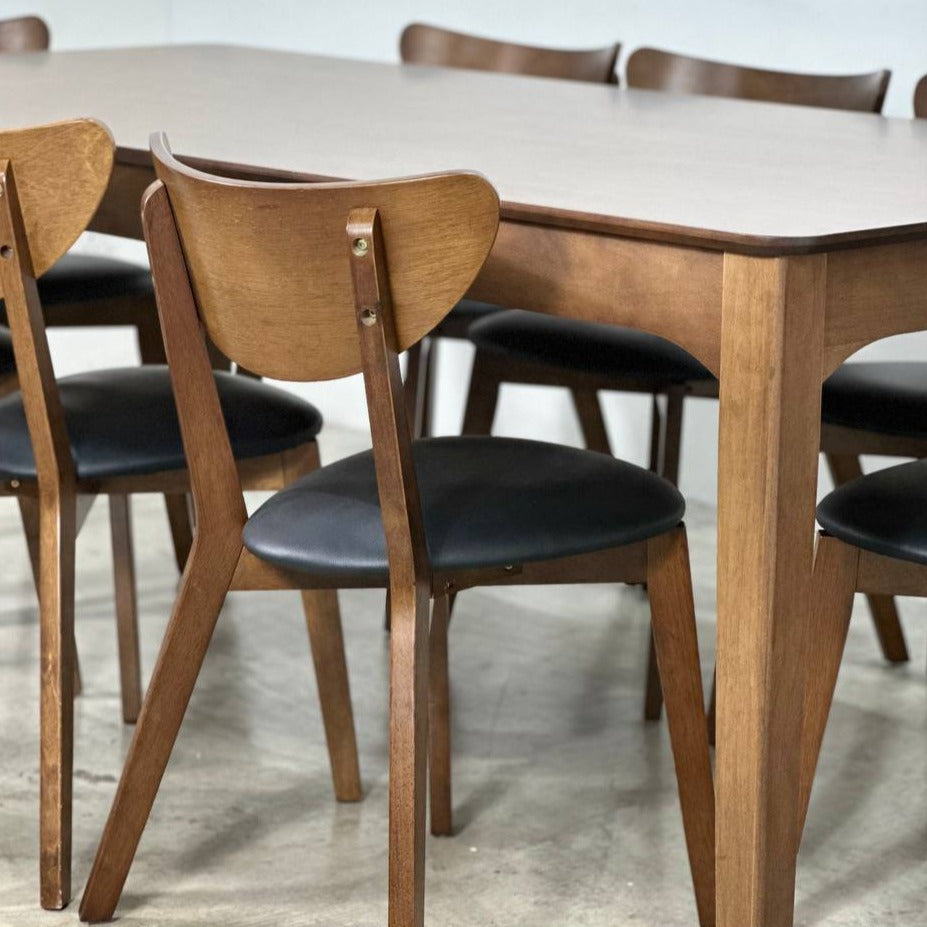 Hailey 1.97m Dining Table with Hazel Chairs in Medium Brown