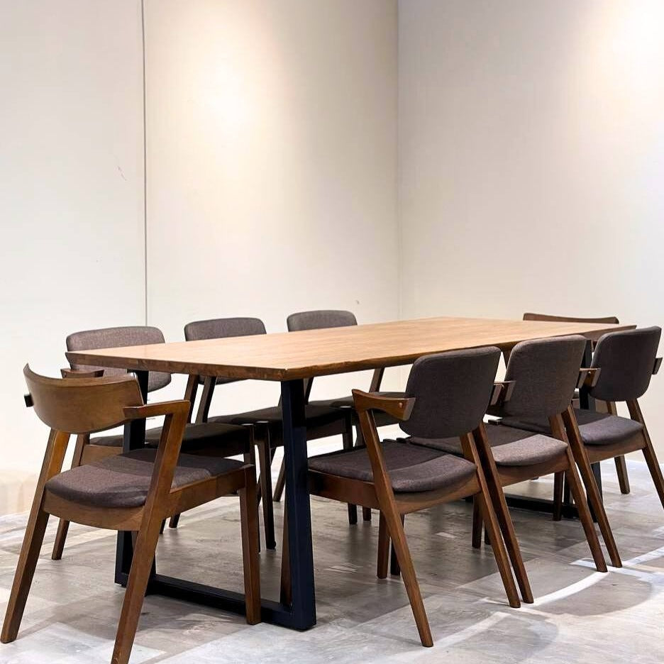 Serena 2.1m Live Edge Dining Table with 6 Zack Dining Chairs & 2 Zoey Dining Chair