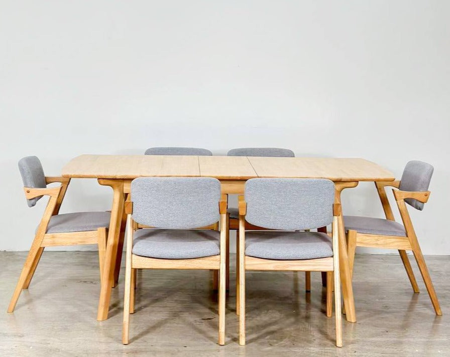 Mila Extension 1.5M - 1.8M Dining Table with Zack Chair