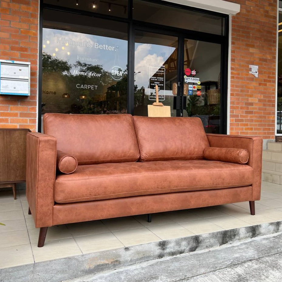 Abigail 3 Seater Sofa Leather Look Fabric