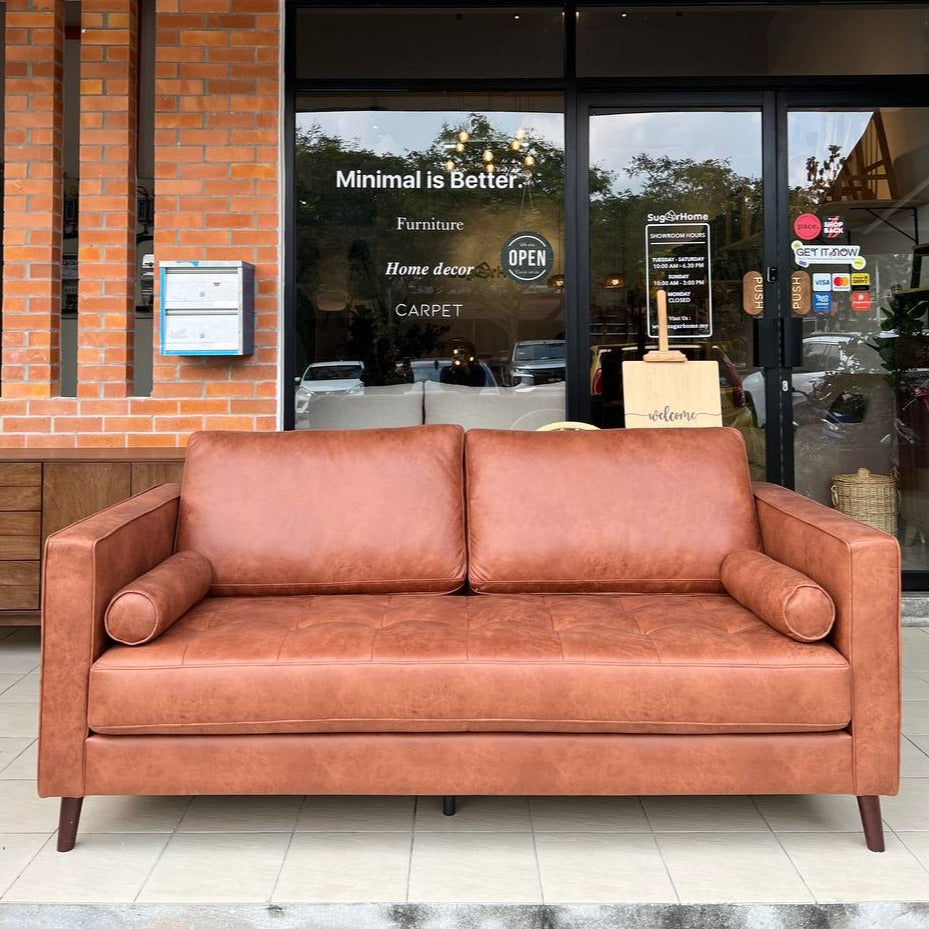 Abigail 3 Seater Sofa Leather Look Fabric