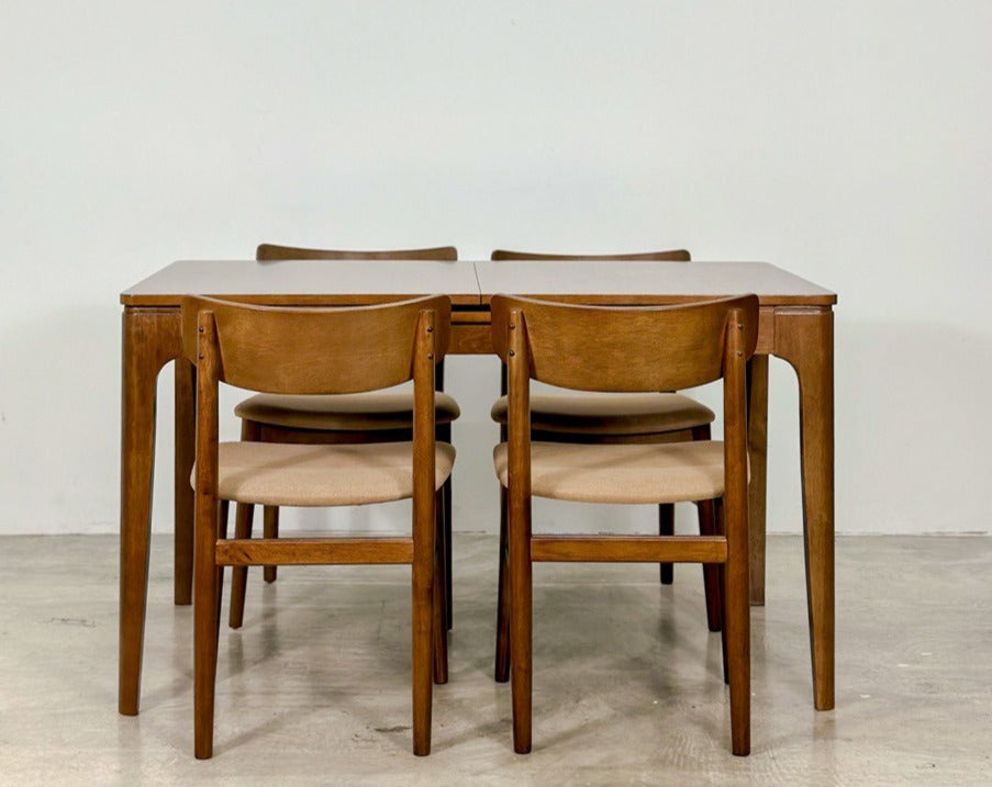 Pecan Extension Dining Table with Mocha Chair