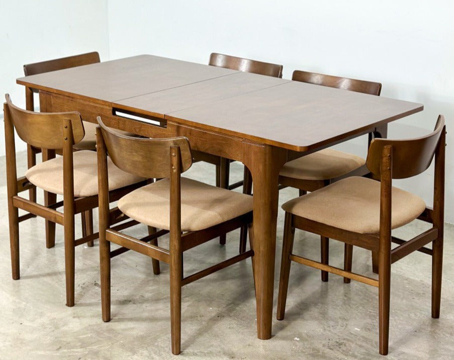 Pecan Extension Dining Table with Mocha Chair