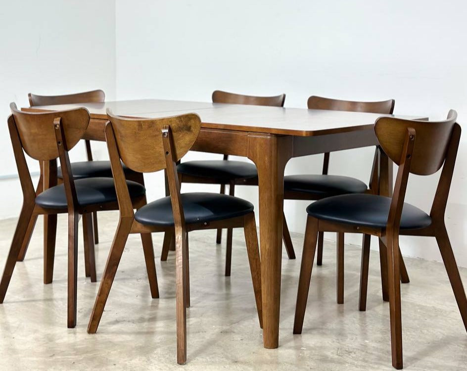 Pecan Extension Dining Table with Hazel Chair